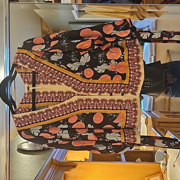 Free People Freshly Squeezed Grapefruit Tie-Sleeve Boxy Boho Blouse Top X-Small - Picture 5 of 8